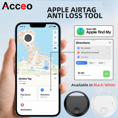 Acceo Smart Anti-Lost Tag Bluetooth GPS Tracker Work with Apple Find My App Key Finder for Keys Wallet Luggage Bag Pet Tracker